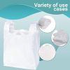 Pack of 500 White T-Shirt Plastic Bags 18 x 8 x 28. Ultra Thin Carry-Out Bags 18x8x28. Thickness 0.65 mil. Unprinted Shopping Grocery Bags. Handled Po