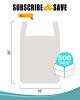 Pack of 500 White T-Shirt Plastic Bags 18 x 8 x 28. Ultra Thin Carry-Out Bags 18x8x28. Thickness 0.65 mil. Unprinted Shopping Grocery Bags. Handled Po