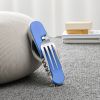 Stainless Steel 6-in-1 Multi-Tool Cutlery Set, Folding Pocket Knife with Fork, Spoon, Can Opener, Corkscrew, and Bottle Opener