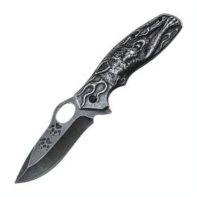 Wolf Handle Non-Slip Pocket Knife â€“ Compact Folding EDC Knife with Carabiner Clip, Cool Box Cutter, Perfect Gift for Men (Color: as picture)